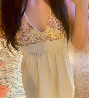 Victoria’s Secret Cream and gold sequin halter top dress thumbnail 1