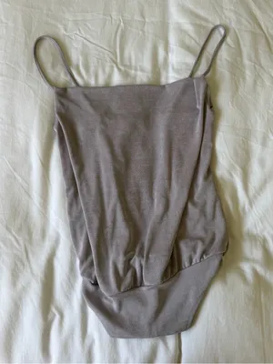 Zara Silver Draped Cowl Neck Bodysuit thumbnail 2