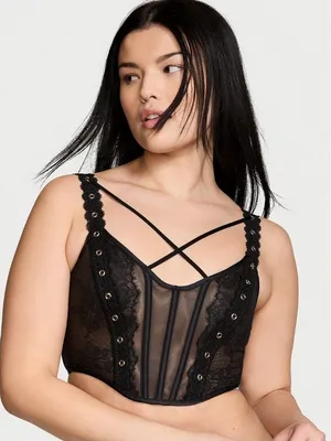 Victoria’s Secret Corset Top S Black Lace Grommet Strappy Festival NWT thumbnail 1