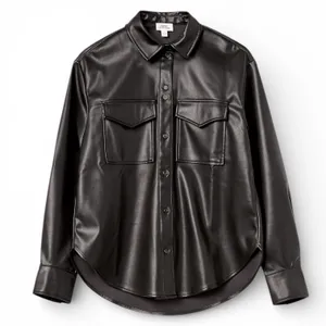 The Drop Lisadnyc Black Faux Leather Utility‎ Shirt Jacket XXS thumbnail 4