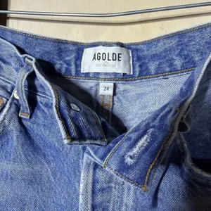 AGOLDE‎ Riley Crop Straight Jeans Women 24 High Rise Raw Hem Blue Denim thumbnail 8