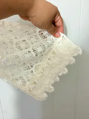 T-Bags Los Angeles Ivory Crochet Lace Long Sleeve Mini Dress Size L thumbnail 4