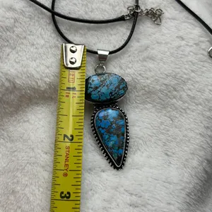 Turquoise Natural Gemstone 925 Silver Plated Gemstone Pendant Necklace thumbnail 4