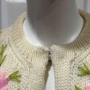 Women’s 1950-60s Jeri Jo Floral Embroidered Wool Cream Cardigan thumbnail 6
