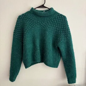 Free People Teal Green Bobble Knit‎ Mock Neck Cropped Sweater OB1508649 Small thumbnail 3