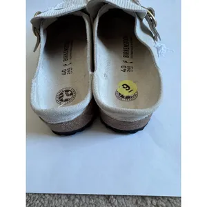 Birkenstock Buckley Suede Ribbed Leather Support Clog Sand Cream Size 9 (40) NEW thumbnail 4