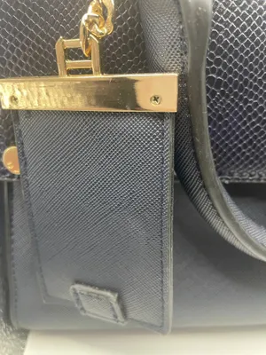 Dune London Navy Blue Structured Satchel Handbag Gold Hardware Women's Purse - N thumbnail 8
