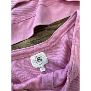 Sundry Anthropologie Pink Waffle Knit Top Pants Lounge Set Women's Large 3018 thumbnail 6