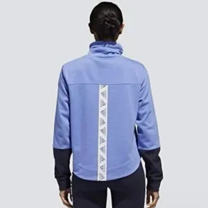 Adidas | Women's Blue Black Colorblock‎ Funnel Neck Pullover Sweatshirt, Size L thumbnail 3