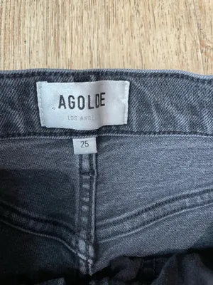 AGOLDE High Rise Skinny Jeans Size 25 Washed Black Button Fly Vintage Fade thumbnail 3