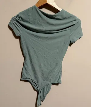 Abercrombie & Fitch Seamless Bodysuit Double Layer Moss Green High Neck-Size XS thumbnail 1