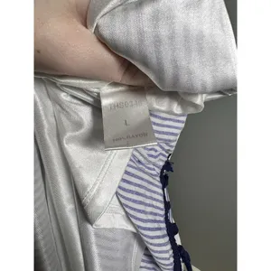 THML Blue White Striped Embroidered Halter Mini Dress Tassel Hem‎ Large thumbnail 3