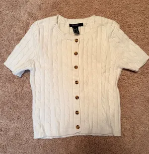 Forever 21 Cream Cable Knit Short Sleeve Cardigan thumbnail 1