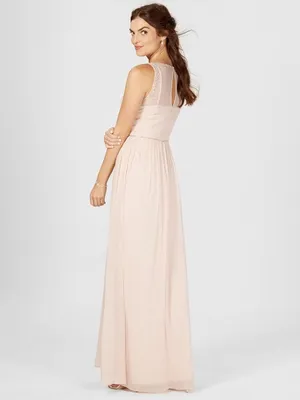 Adrianna Papell Beaded Bodice Sleeveless Blush Maxi Gown Size 2 thumbnail 2