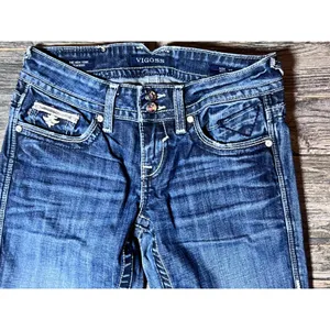Vigoss The‎ New York Slim Boot Embellished Pockets Jeans Size 1/2 Bling Rodeo thumbnail 10