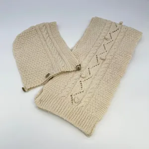 Lands End Cable Knit Detachable Hood Scarf Heritage Winter Resort Lodge Cottage thumbnail 6
