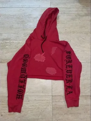 ADAPTATION Hollywood Forever Hoodie Womens Medium Cropped Crew‎ Neck Red thumbnail 1