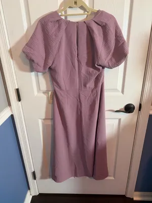 bohme Mauve V-Neck Puff Balloon Sleeve Midi Dress XS thumbnail 3