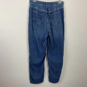Free People Chloe Baby Barrel Jeans Womens Size Small Distressed Ripped Blue thumbnail 4