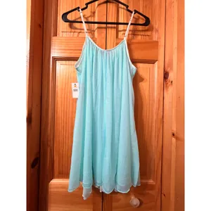 NWT Vintage Betsey Johnson Teal Tricot Nylon Babydoll Chemise Slip Dress Y2K S thumbnail 4