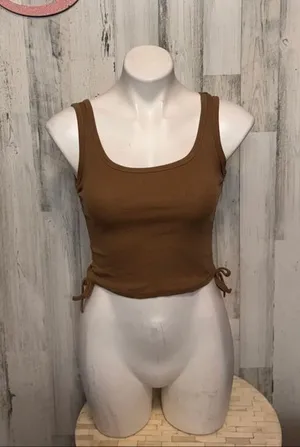 Brown Ruched Side Tank Top – Size Small thumbnail 1