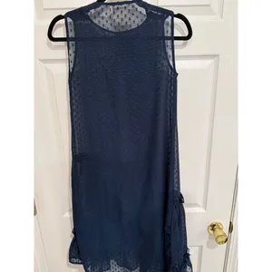 Semicouture Navy Blue Swiss Dot‎ Tiered Ruffle Sleeveless Shift Dress Size 01 thumbnail 4