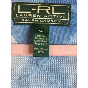 Lauren Active Ralph Lauren Waffle Knit V-Neck Hoodie Blue Tie Dye Sweatshirt XL thumbnail 3