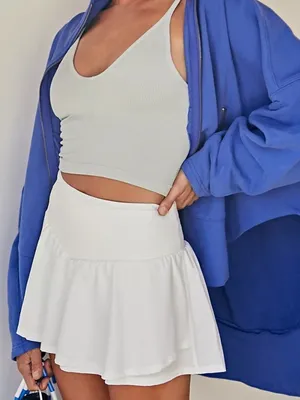 Free People Schooling You Skort White Women’s Size XL New Active Shorts Flowy thumbnail 1