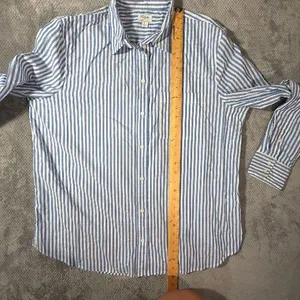 J.Crew Size L Blue White Striped Cotton Button Down Shirt Long Sleeve Officewear thumbnail 9