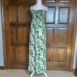 Vintage Juicy Couture Maxi Dress P Petite Y2K Green White Tropical Floral Cotton thumbnail 2