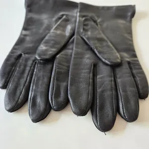 Leather vintage gloves black size 7 1/2 thumbnail 5