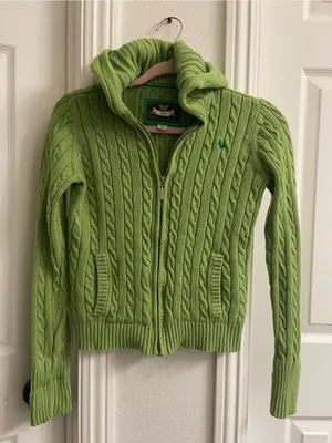 Vintage GAP Green Cable-Knit Zip-Up Cardigan thumbnail 1