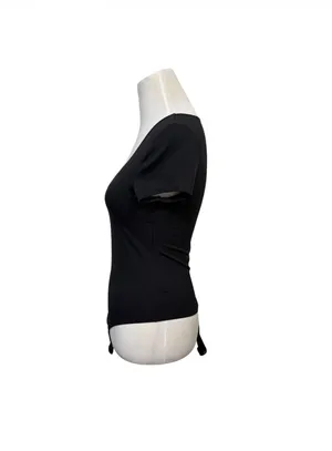 Aeropostale Short Sleeve Black Bodysuit Scoop Neck Size Medium Minimalist Basic thumbnail 3