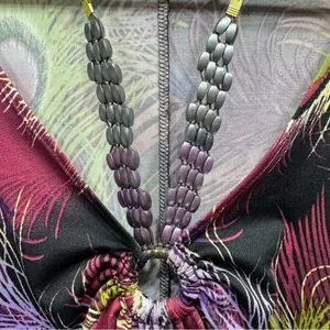 Peacock Feather Shift Dress with Embellished Neckline Sleeveless Size Medium thumbnail 4