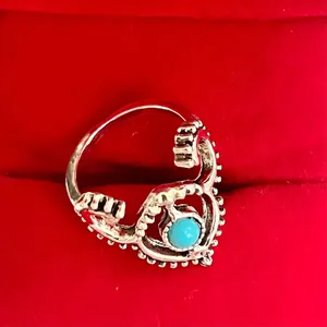 Navajo Turquoise Titanium Steel Silver Ring Size 6 thumbnail 3