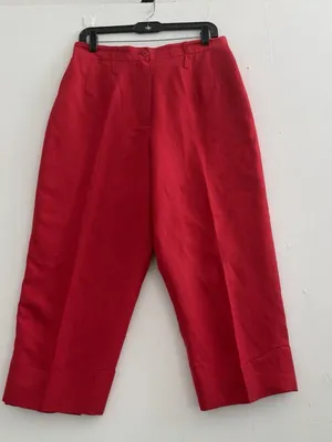 Harve Benard Red Linen Blend Cropped Wide Leg Pants Culottes Size 12 High Rise thumbnail 7
