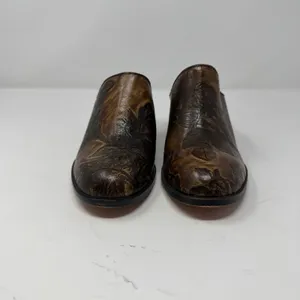 Patricia Nash Floral Tooled Leather Mules Brown Block Heel Women 7.5 thumbnail 2