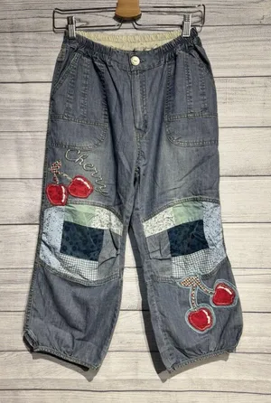 Vintage Y2K cropped jeans women Baggy Size S-M thumbnail 1