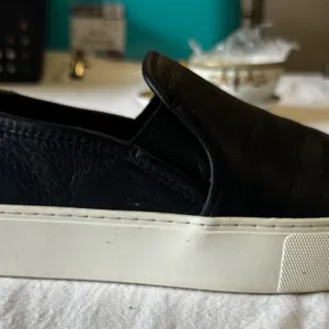 UGG Black Leather Slip-On Platform Clogs with Cream Sole thumbnail 5