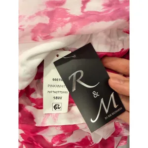 R&M Richards Womens Maxi Dress 18W Pink White Floral Tiered Popover 6661W thumbnail 7