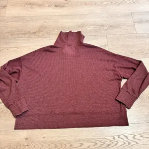 American Eagle Purple Cowl Neck Waffle Knit Cropped Long Sleeve Top Sz Medium M‎ thumbnail 3