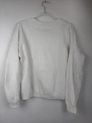 Hollister White Comfy Cloud Oversized V-Neck Sweater Size Small thumbnail 5