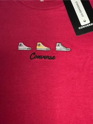 Converse Red Embroidered Graphic Tee | Size Small | NWT thumbnail 4