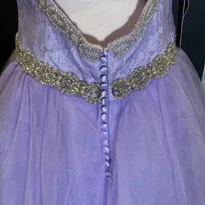 Women’s Purple Full Length V-Neck Silver Beaded Prom Party Dress Size 14 NWT thumbnail 7