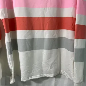 Dew Shoulder Stripe Long Sleeve Sweatshirt Women’s Large White NWOT Lightweight thumbnail 5