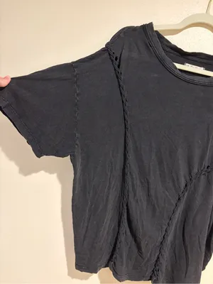 We The Free People Moonlit Mini Braided Cutout Oversized Tee T-Shirt Black Small thumbnail 5