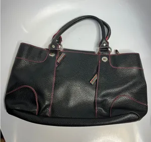Y2K‎ Tommy Hilfiger black pebbled leather hand bag medium size retro vintage thumbnail 1