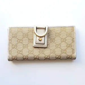 Gucci Abbey D-Ring Long Wallet GG‎ Monogram Canvas Metallic Gold thumbnail 2