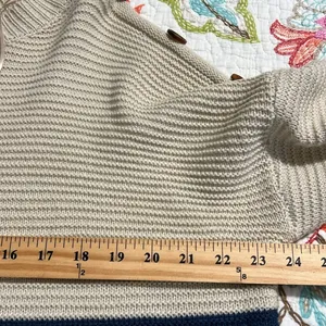 eesome women's size med/large drop shoulder striped pullover cream sweater thumbnail 5