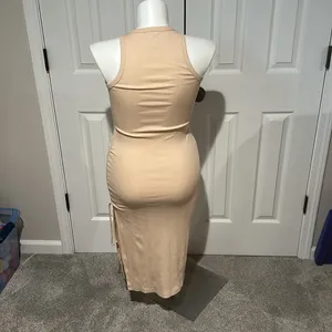 Aerie Ribbed Sleeveless Beige Midi Dress with side slit size small‎ thumbnail 5